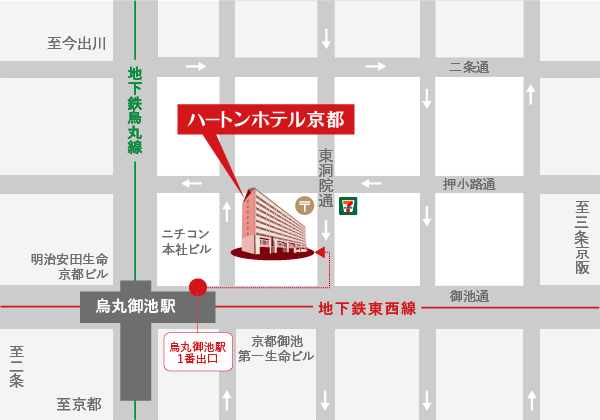 ハートンホテル京都マップ